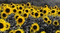 spring child sunflower field and yellow Royalty Free Stock Photo