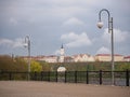 Spring in the city of Mogilev embankment overlooking the old city Royalty Free Stock Photo