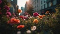 poppies in the city tulips in the garden spring in the city generative AI Royalty Free Stock Photo