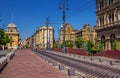 Spring cityscape of Budapest with old historic and modern buildings Royalty Free Stock Photo