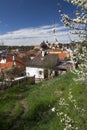 Spring cityscape with rural buildings