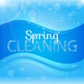 Spring cleaning banner with washing soap foam bubbles