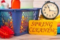 Spring cleaning concept with supplies.