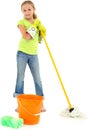 Spring Cleaning Girl Child Mop Bucket Smile Royalty Free Stock Photo