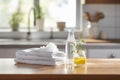 Spring cleaning and house cleaning. Natural cleaning products on a table