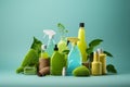 Spring cleaning and house cleaning. Natural cleaning products on a table