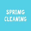 spring cleaning lettering. poster, banner, card, sticker. sketch hand drawn doodle style. vector minimalism. blue white.