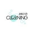 Spring Cleaning lettering, text on water drops, housework phrase, hand drawn letters, banner or poster, laundry sticker vector