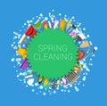 Spring cleaning round background