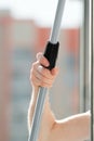 Spring-cleaning. Wash the windows manually. Royalty Free Stock Photo