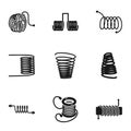 Spring coil icon set, simple style Royalty Free Stock Photo