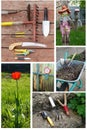 Collage with garden tools