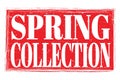 SPRING COLLECTION, words on red grungy stamp sign