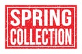 SPRING COLLECTION, words on red rectangle stamp sign