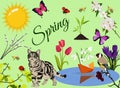 Spring color icon set, nature symbols collection, vector sketches, logo illustrations, environment signs realistic flat