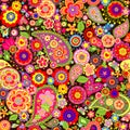 Spring colorful floral wallpaper with mankolam