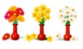 Spring colorful flowers in vases Vector illustrat Royalty Free Stock Photo