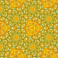 Spring colors continuous geometric pattern of camomile and dandelion in yellow and white Royalty Free Stock Photo