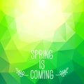 'Spring is coming' abstract polygonal background. Can be used fo