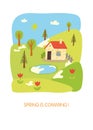 Spring is coming card design. Winter landscape. Royalty Free Stock Photo