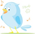 The spring is comming - cute bird singing flat Royalty Free Stock Photo