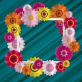 Spring congratulatory floral background. Festive paper flowers