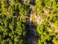 Spring in Coromina waterfall in La Vall D En Bas, La Garrotxa, Girona, Spain