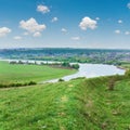 Spring country landscape with river Carpathian, Ukraine