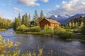 Spring Creek Alpine Village Distant Snowcapped Mountains Canmore Alberta Foothills Canada Royalty Free Stock Photo