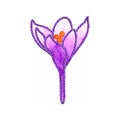 Spring crocus flower of mouline vector imitation thread embroidery.