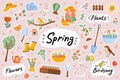 Spring cute stickers template set. Scrapbooking elements