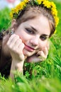 Spring dandelion face Royalty Free Stock Photo