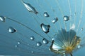 Spring dandelion seed with water drops Macro photo. Beauty background of nature