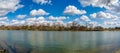 Panorama image of a pretty puffy cloud day on the sacramento river Royalty Free Stock Photo