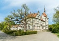 Spring day view of castle-palace of the Count Schonborn near Mukachevo, Zakarpattia, Ukraine Royalty Free Stock Photo