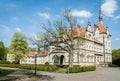 Spring day view of castle-palace of the Count Schonborn near Mukachevo, Zakarpattia, Ukraine Royalty Free Stock Photo