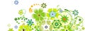 Spring decoration with leaves and flowers for Facebook Cover - vector.