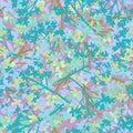 Spring cute fabric and paper seamless pattern of delicate sprigs of flowering trees