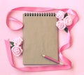 Spring delicate pink paper background with rose flowers