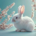 Spring delight Serene white rabbit embodies the bliss of spring