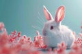 Spring delight Serene white rabbit embodies the bliss of spring Royalty Free Stock Photo