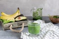 Spring detox - green spirulina smoothie Royalty Free Stock Photo