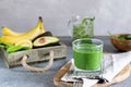 Spring detox - green spirulina smoothie Royalty Free Stock Photo