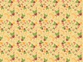 Spring disposition. organic berries strawberry and flowers seamless pattern vector illustration