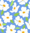 Spring dogwood flowers seamless pattern. Seasonal Floral Background for Wedding Invitation, Fabric, Wallpaper, Print. Botanical Royalty Free Stock Photo