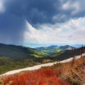 Spring downpour over the Carpathian mountains