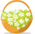 Spring Easter Basket Full of Flowers - Illustration Royalty Free Stock Photo