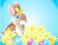 Spring Easter Bunny and chicks.. Royalty Free Stock Photo
