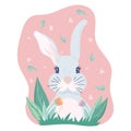 Spring Easter character concept, Easter sticker rabbit, rabbit character sticker