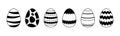 Spring Easter eggs set. Black white egg collection with different ornaments and patterns. Doodle style Easter